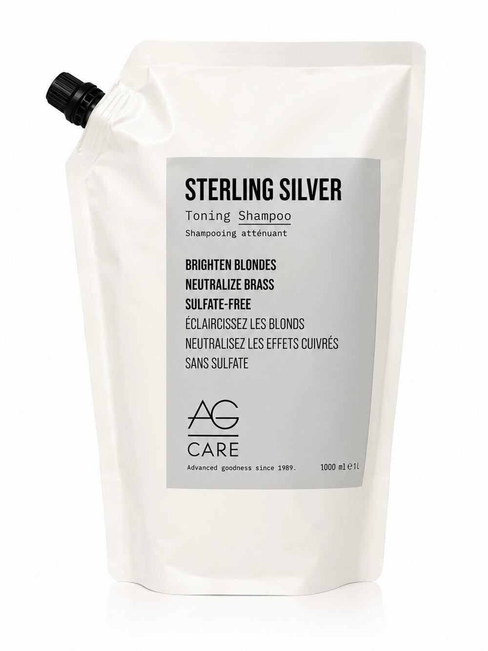 AG Care Sterling Silver Toning Shampoo Refill 1000ml 33.8oz Sulfate-Free Blonde